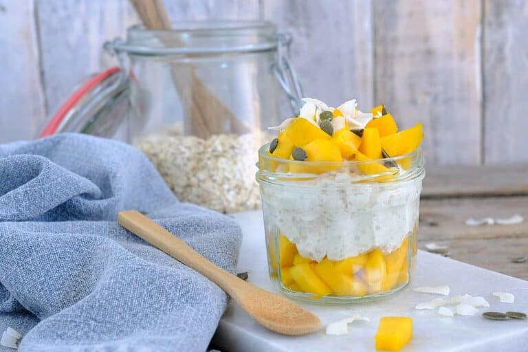 Overnight oats met kokos en mango 1a