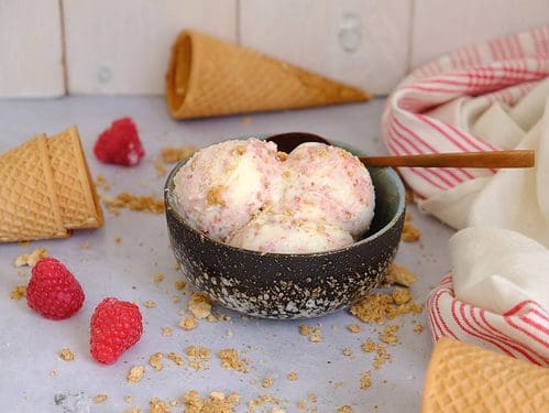 Cheesecake ijs met frambozen