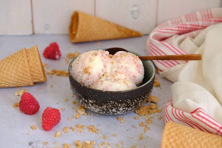 Cheesecake ijs met frambozen