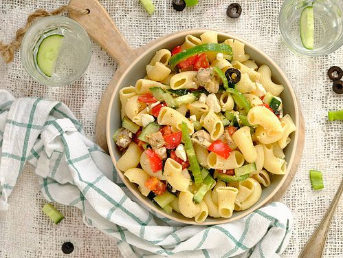 Griekse kip pasta salade