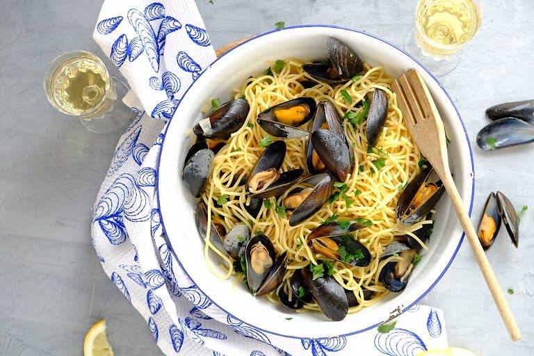 Mosselen met spaghetti