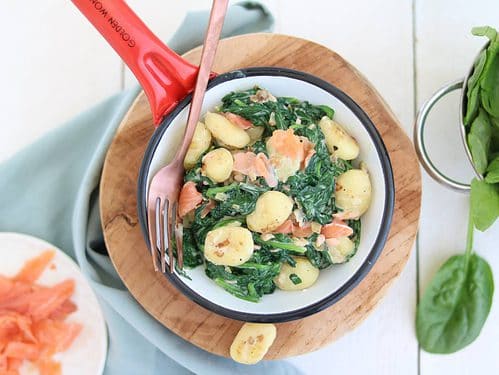 Gnocchi met spinazie en zalm