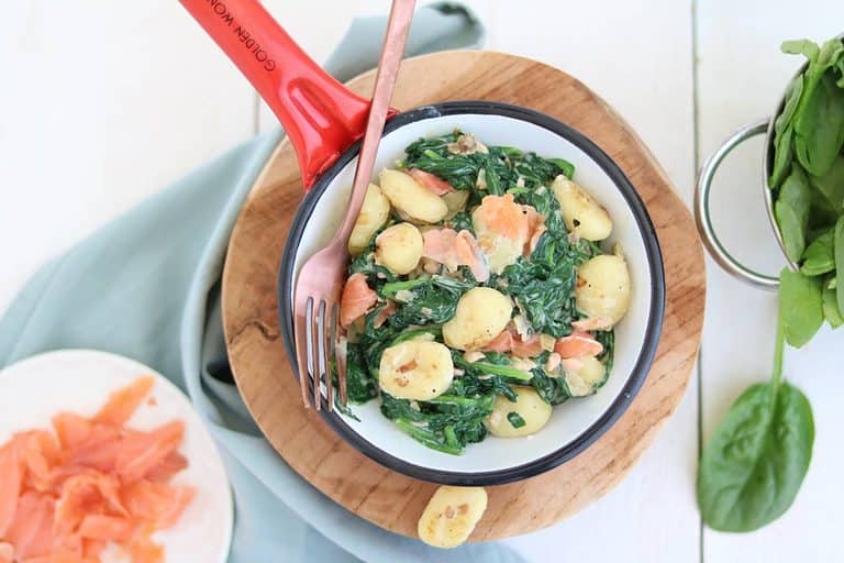 Gnocchi met spinazie en zalm