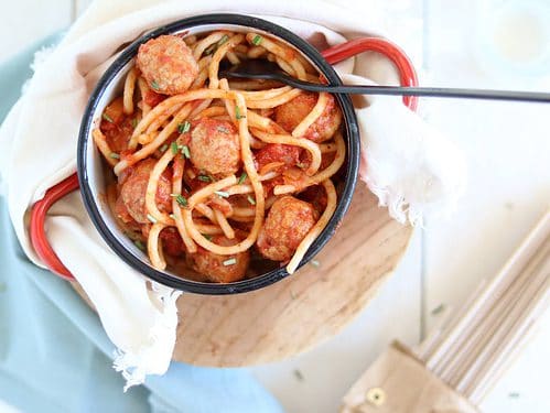 Spaghetti met verse worst