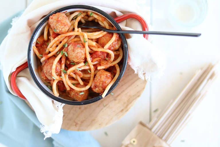 Spaghetti met verse worst