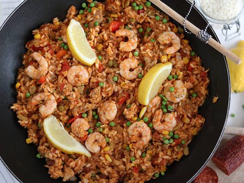 Camping paella uit de skottelbraai