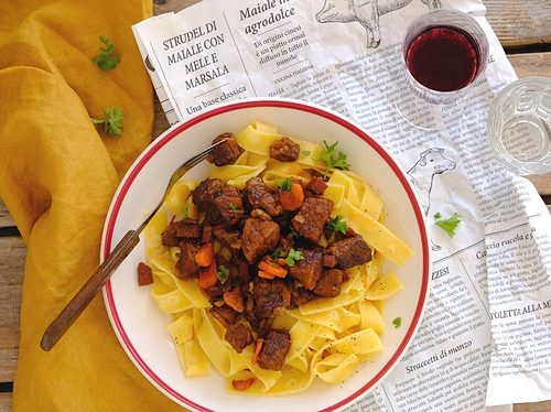 Pasta met stoofvlees