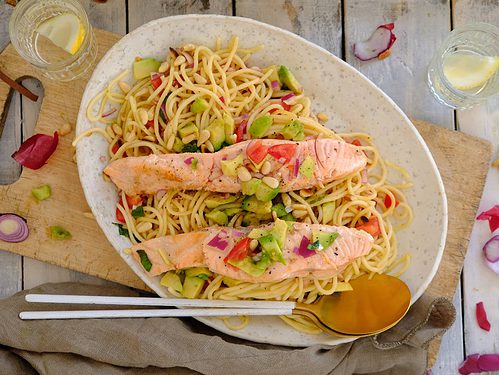 Zalm met pasta