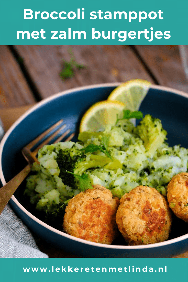 Broccoli stamppot met zalm burgertjes