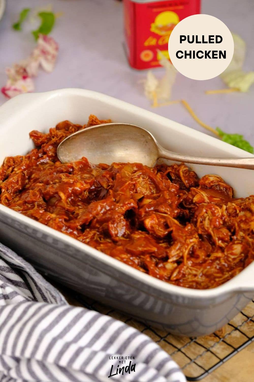 Pulled chicken uit de oven