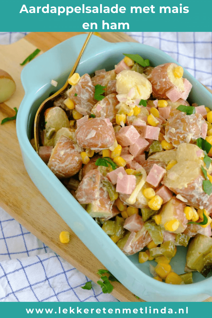 Aardappelsalade met mais en ham