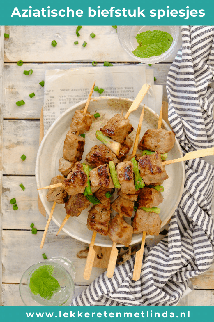 Aziatische biefstuk spiesjes voor de bbq