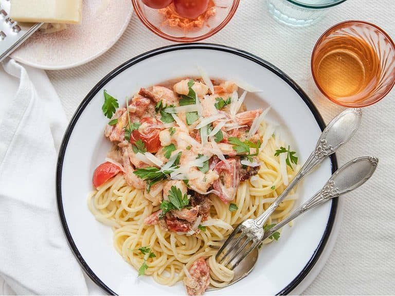 Spaghetti met garnalen