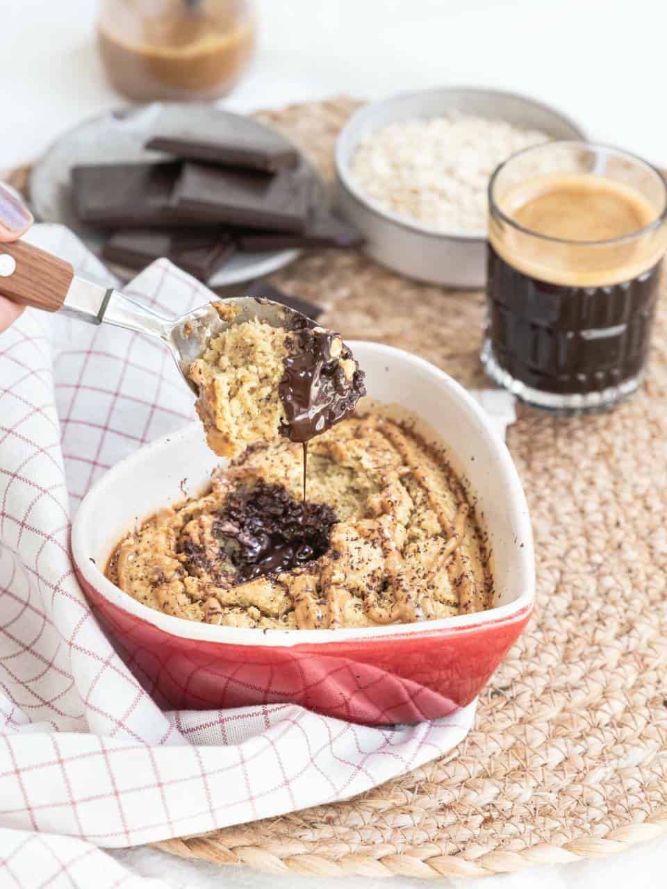 Havermout ontbijttaart met chocolade