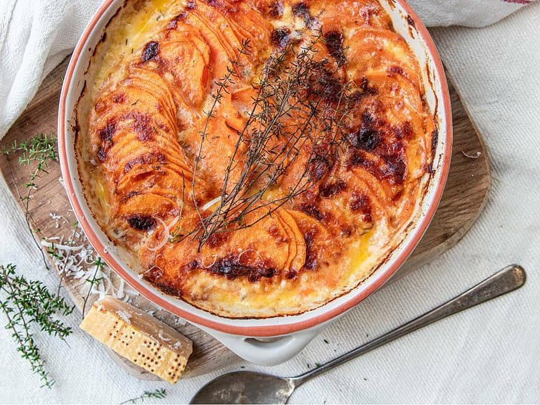 Zoete aardappel gratin, bijgerecht