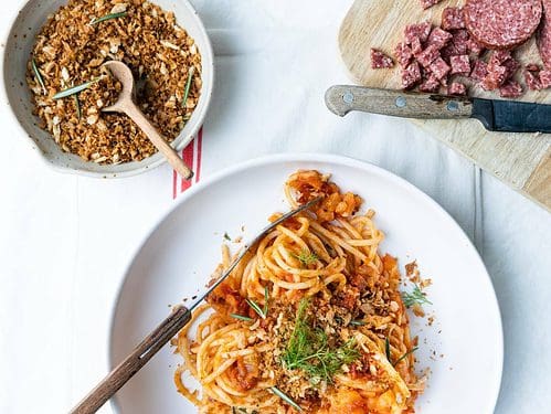 Pasta met salami worst