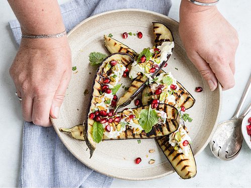 Gegrilde aubergine met feta
