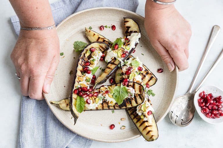 Gegrilde aubergine met feta