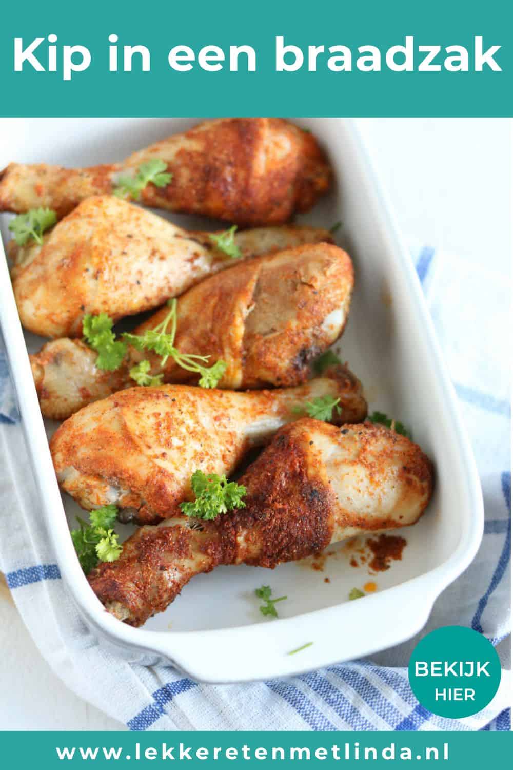 Kip in een braadzak uit de oven