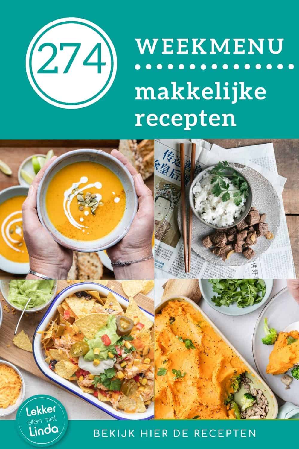 Weekmenu gezonde recepten voor het avondeten
