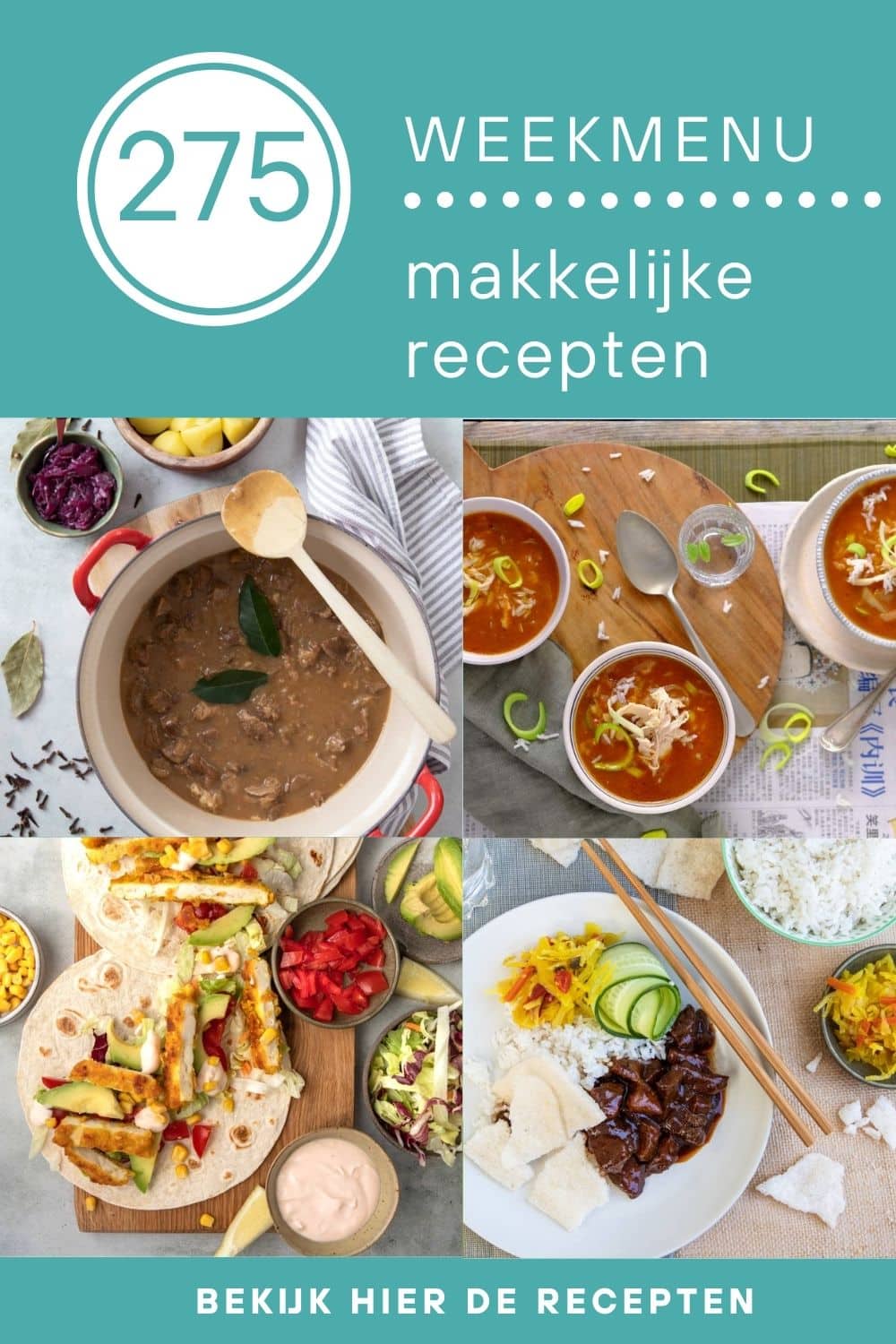 Weekmenu recepten voor het avondeten