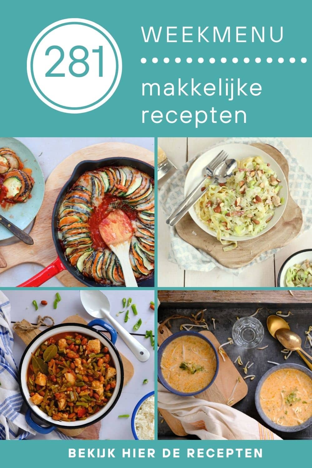 Weekmenu recepten, makkelijke recepten voor het avondeten.