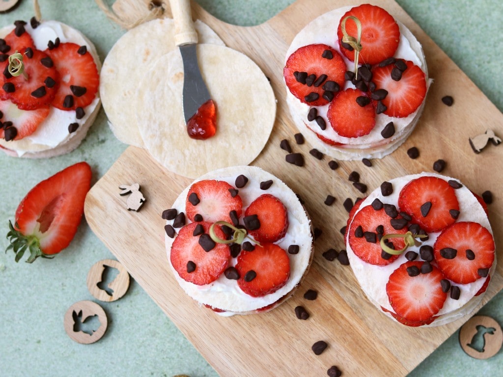 Mini wraptaartjes met aardbeien