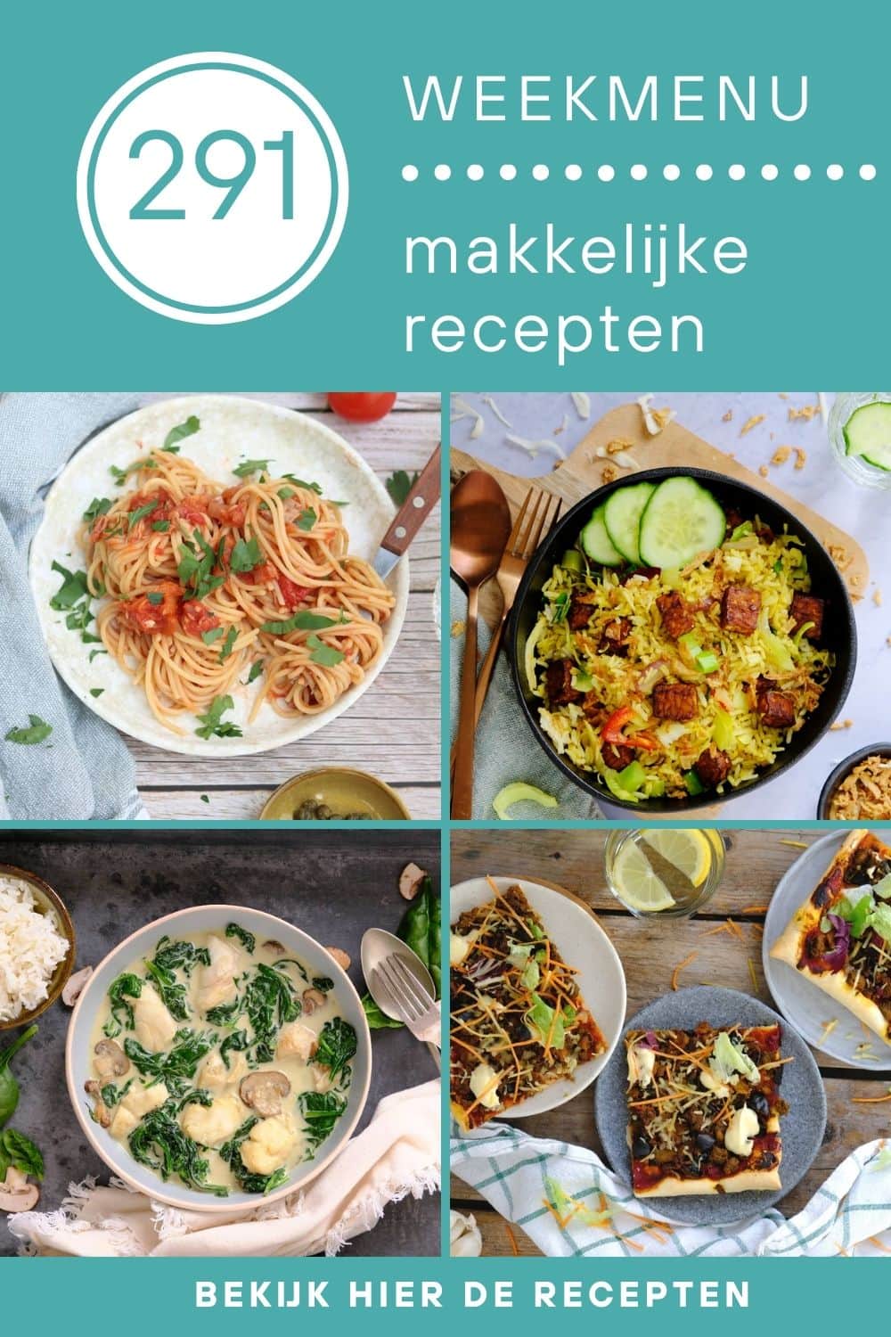 Weekmenu recepten voor het avondeten
