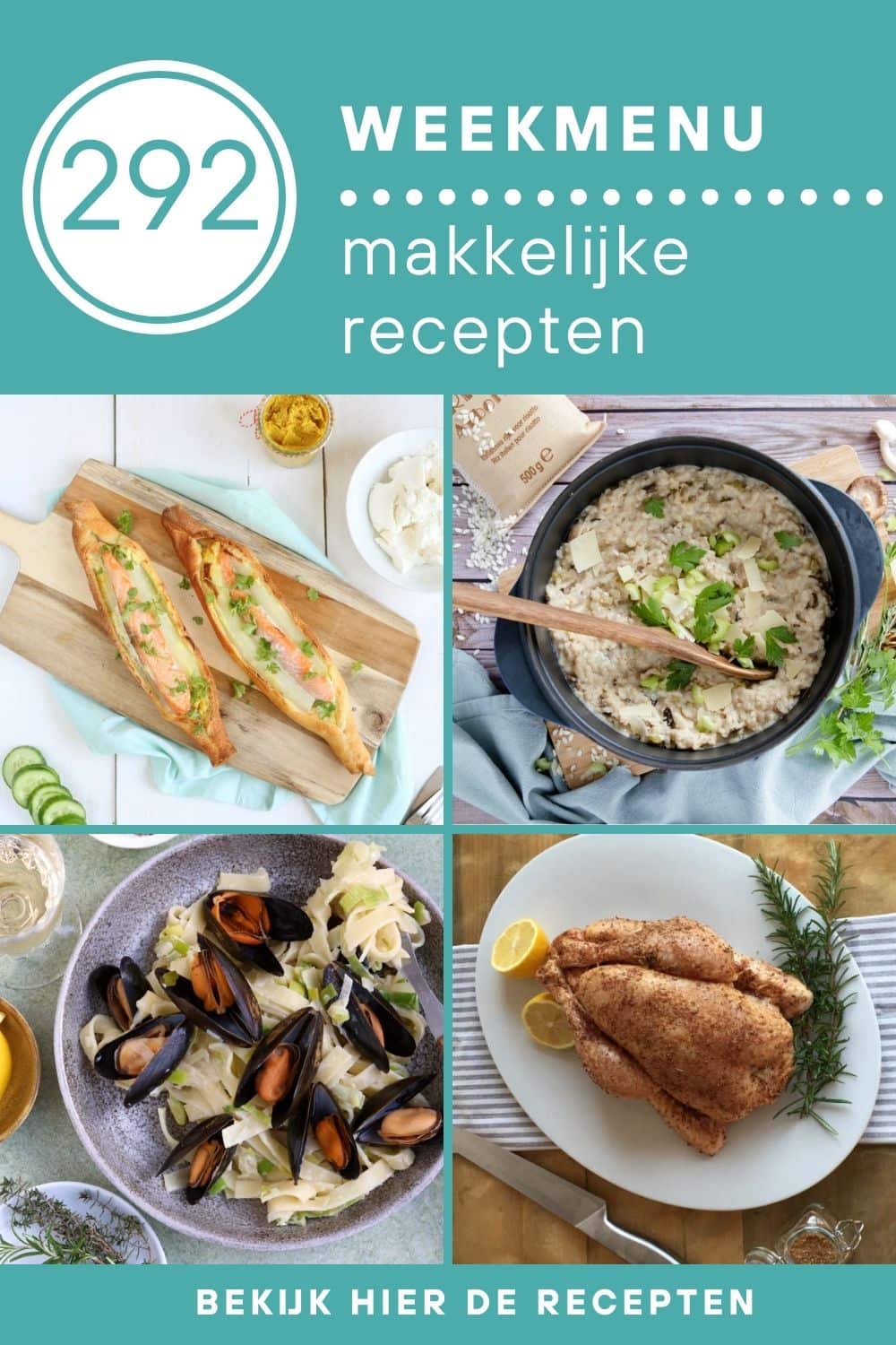 Weekmenu recepten voor het avondeten. Handige maaltijdplanning.