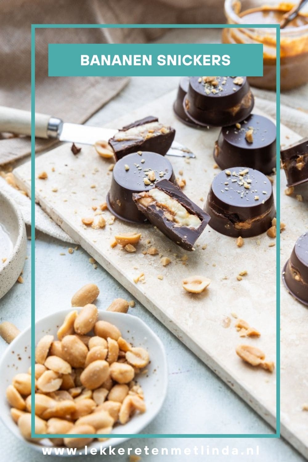 Bananen snickers, chocolade snack