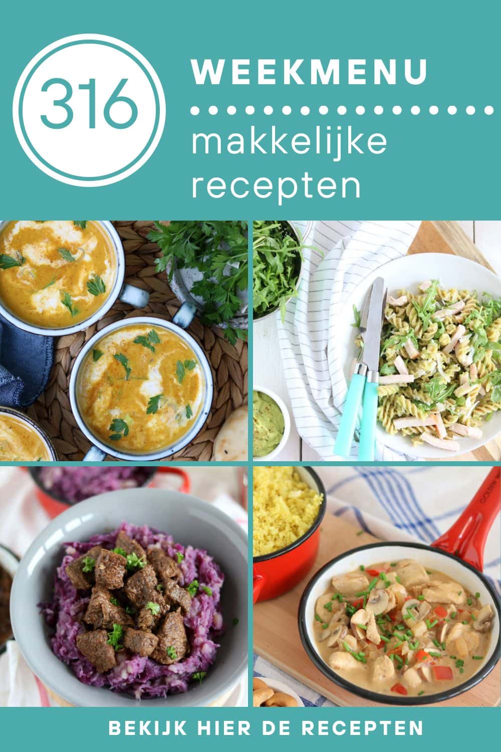 Weekmenu recepten voor het avondeten