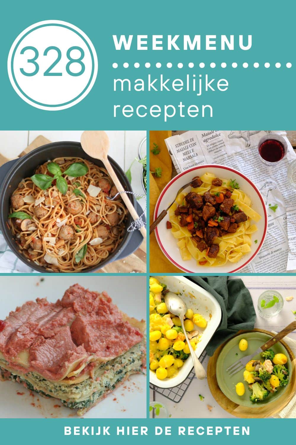 Weekmenu recepten voor het avondeten