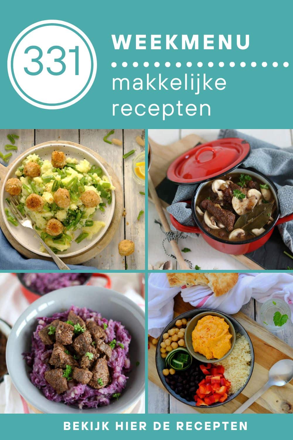 Weekmenu recepten voor het avondeten