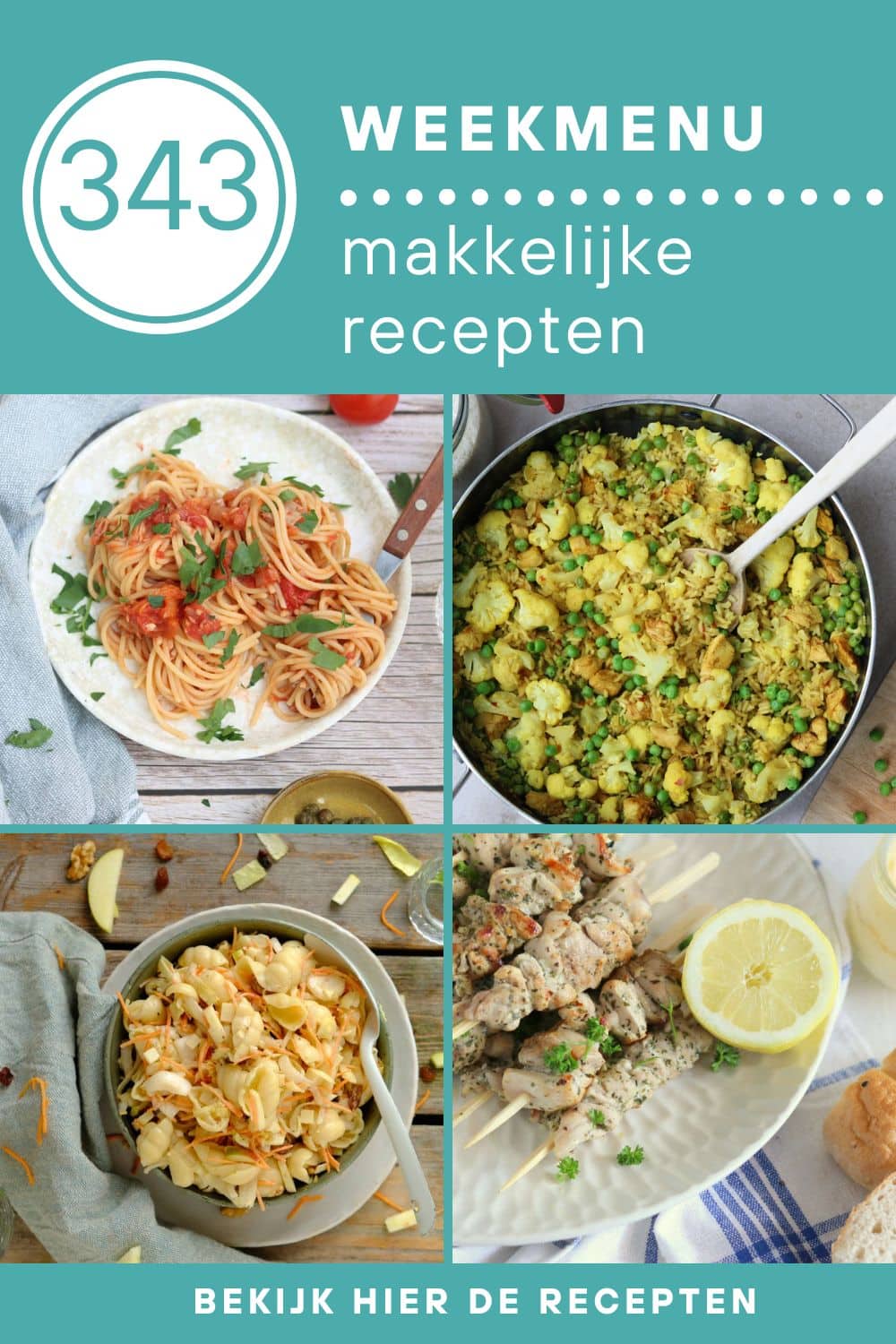 Weekmenu recepten voor het avondeten
