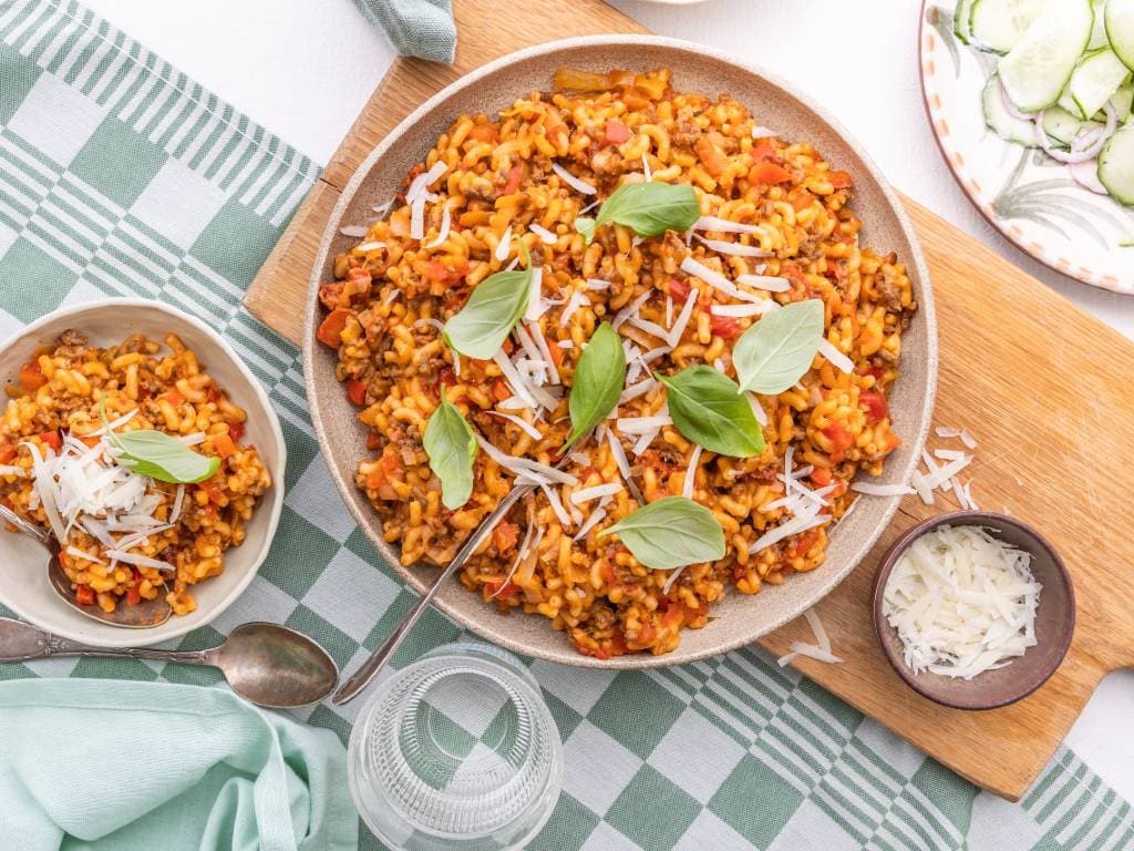 Eenpansgerecht met macaroni