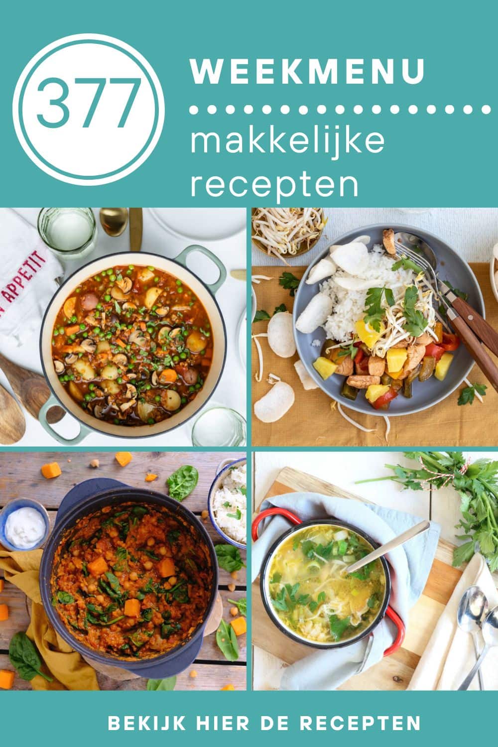 Weekmenu recepten voor het avondeten