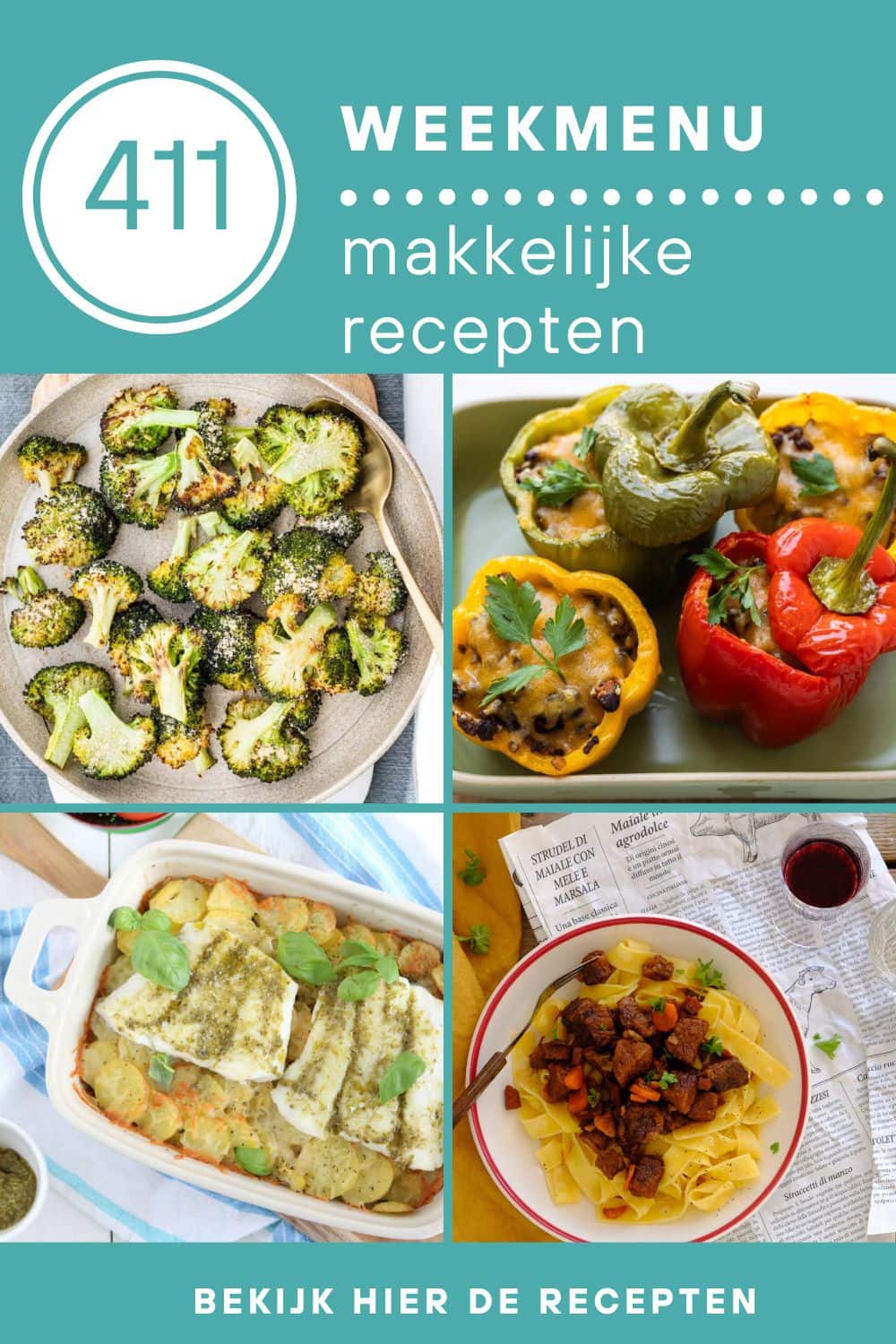 Weekmenu recepten voor het avondeten