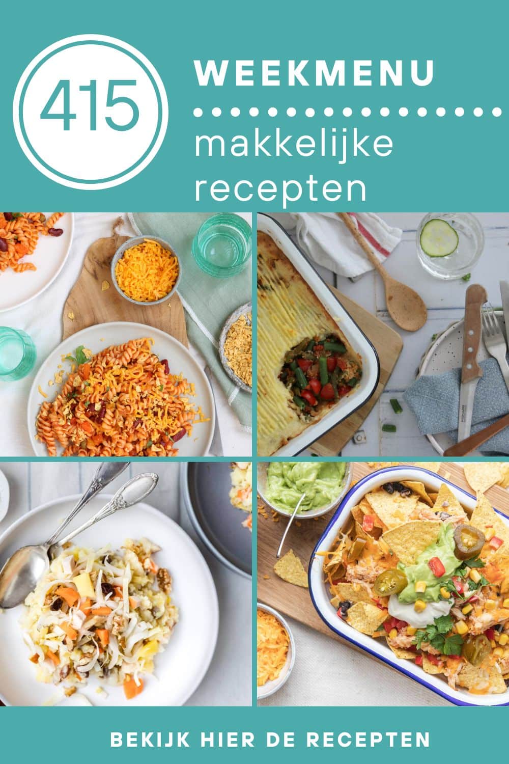 Weekmenu recepten voor het avondeten