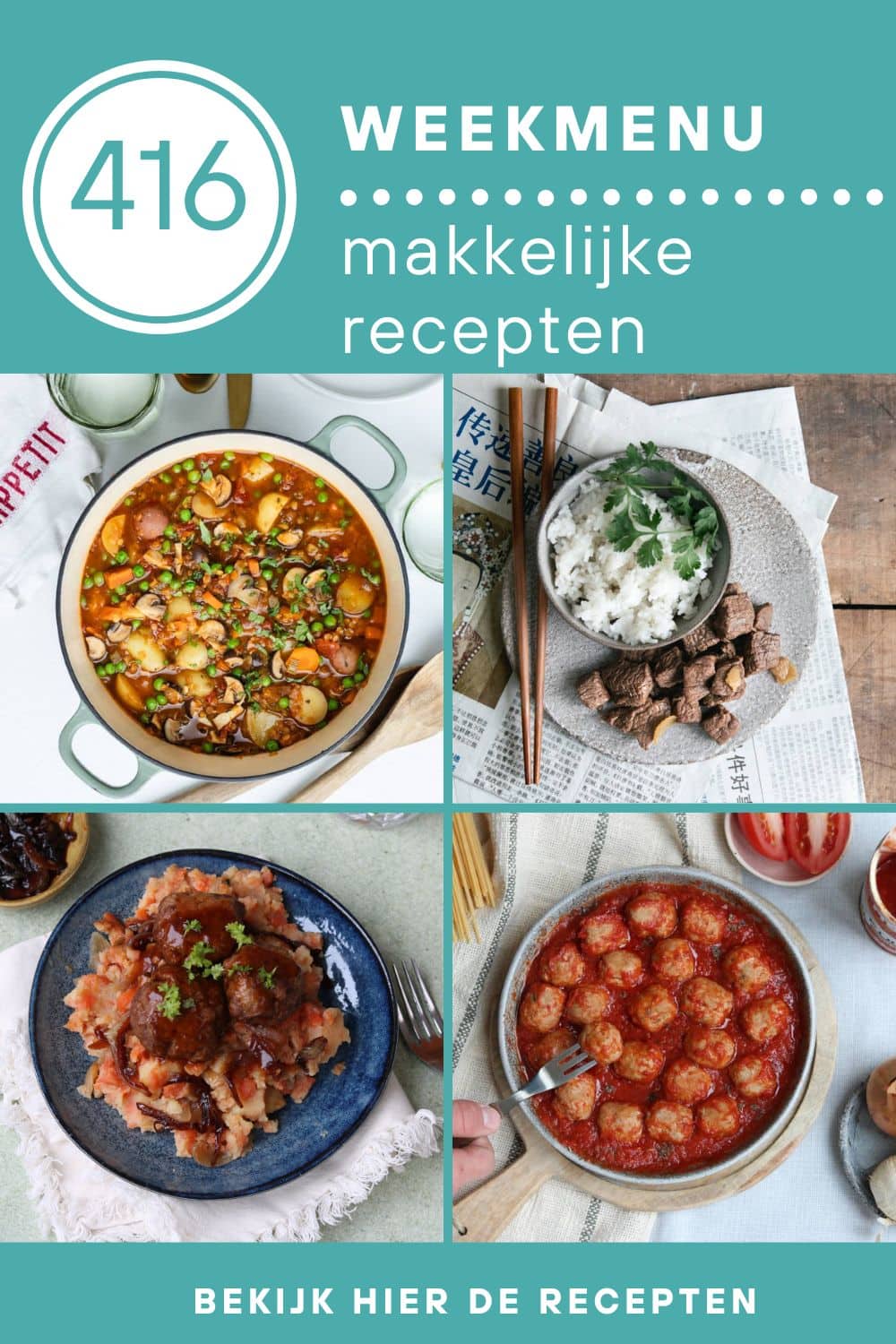 Weekmenu recepten voor het avondeten