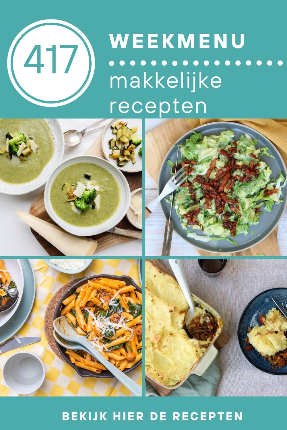 Weekmenu recepten voor het avondeten