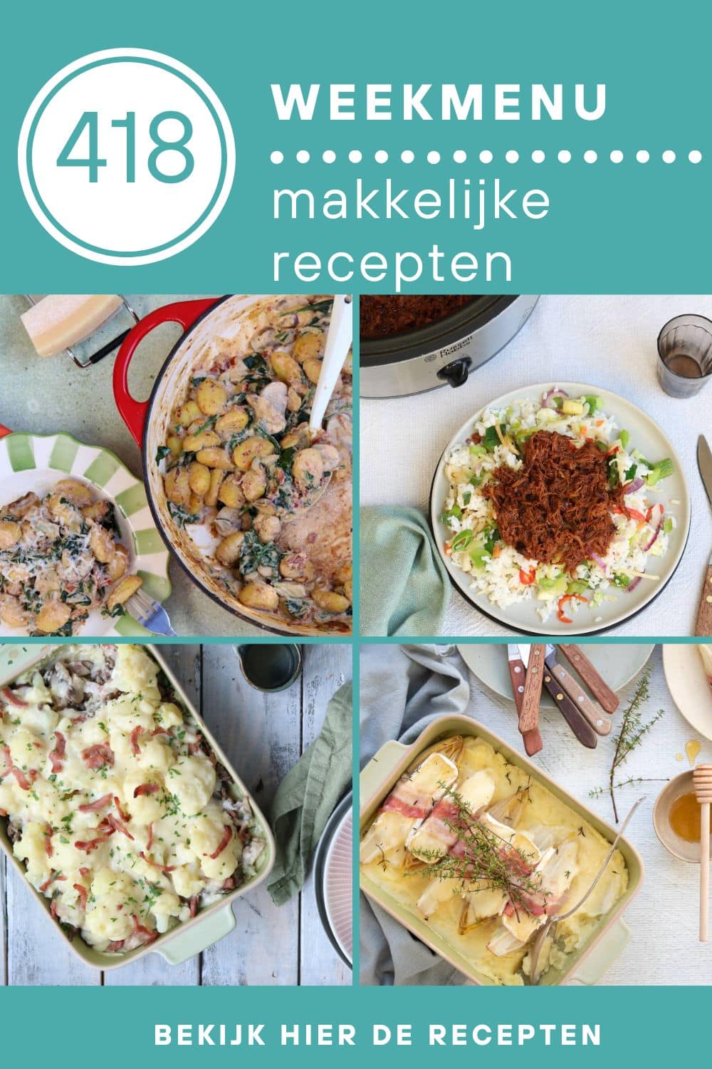 Weekmenu recepten voor het avondeten